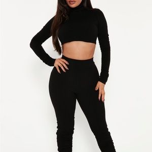 Fashion nova black two piece set matching set